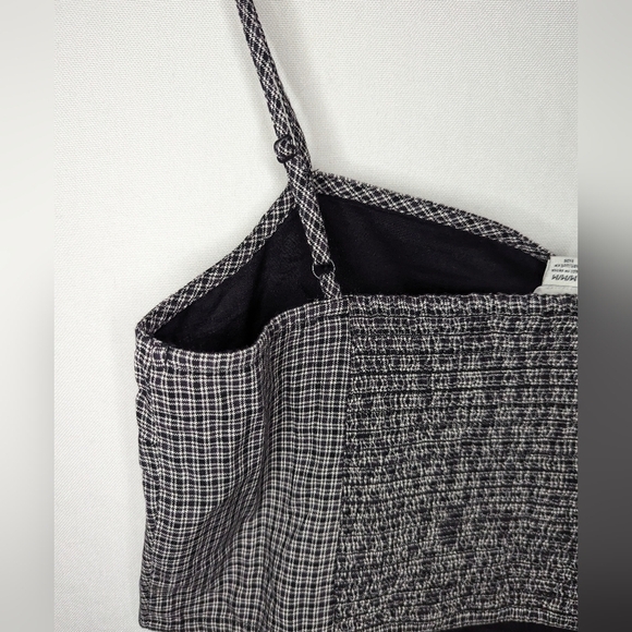 American Eagle NEW Black Plaid Square Neck Tank Crop Top Size Medium - Picture 7 of 9